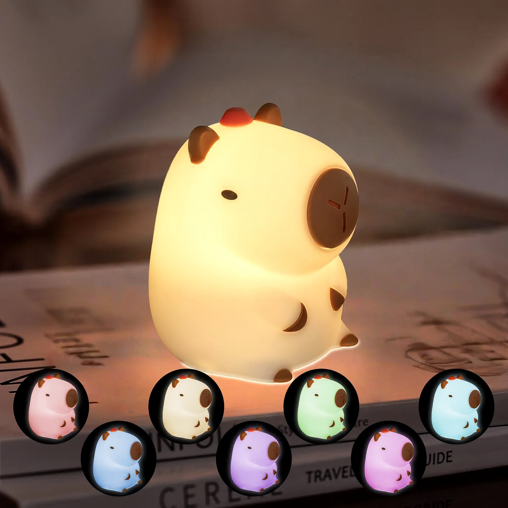 Rechargeable Cute Capybara Night Light - Dimmable Nightlight Touch Lamp