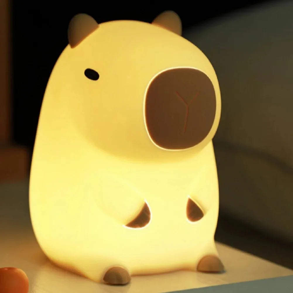 Rechargeable Cute Capybara Night Light - Dimmable Nightlight Touch Lamp