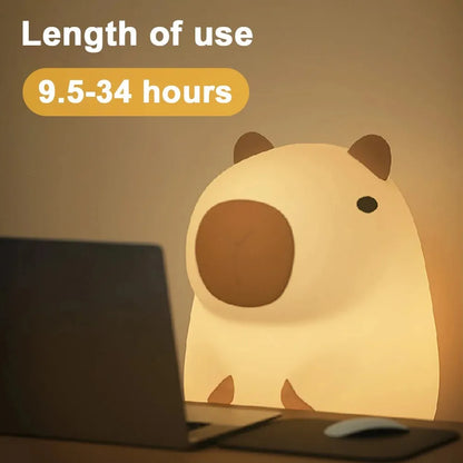 Rechargeable Cute Capybara Night Light - Dimmable Nightlight Touch Lamp